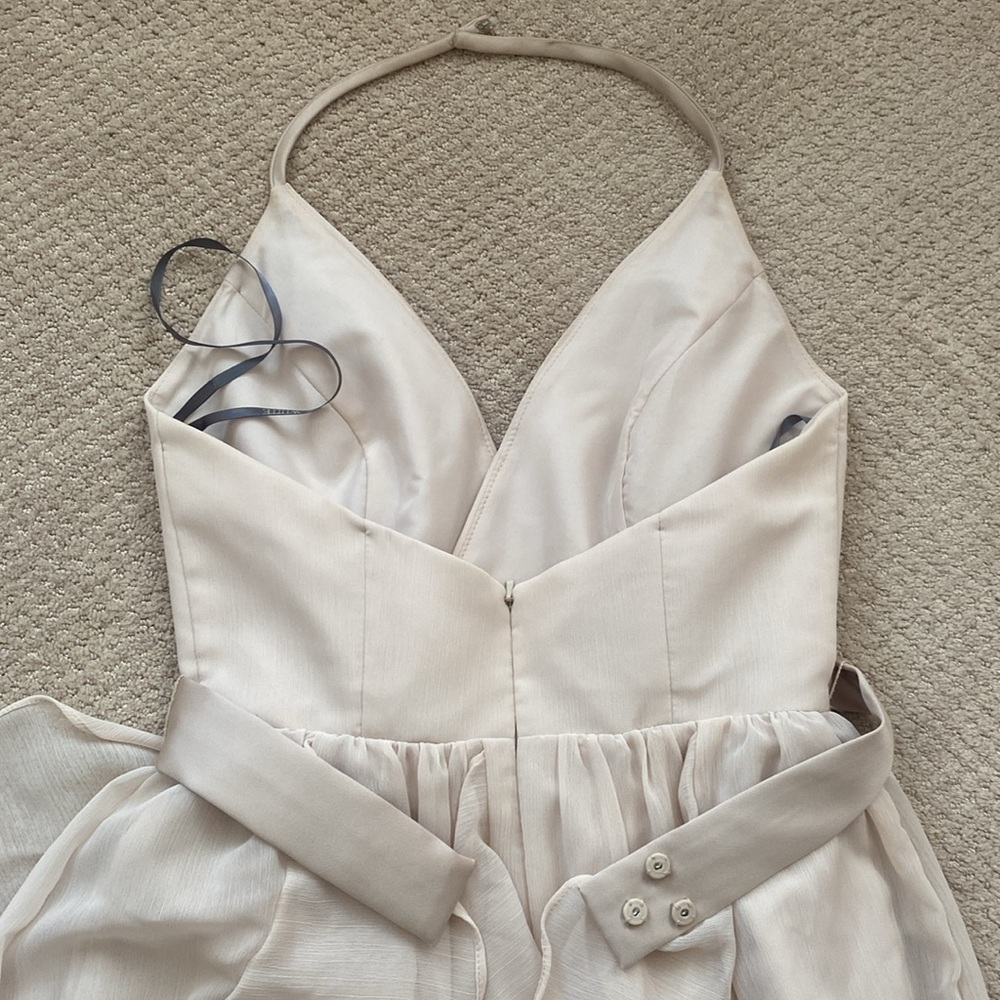 Vera Wang Bridesmaid Chiffon Ruffled Dress in Champagne Color - Picture 11 of 14
